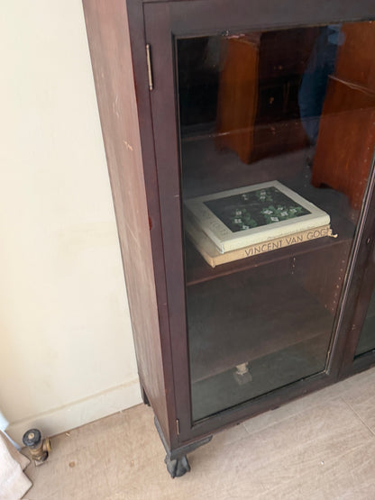 Mahogany claw foot display cabinet