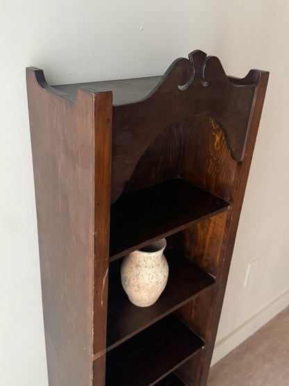 Narrow stained pine shelf