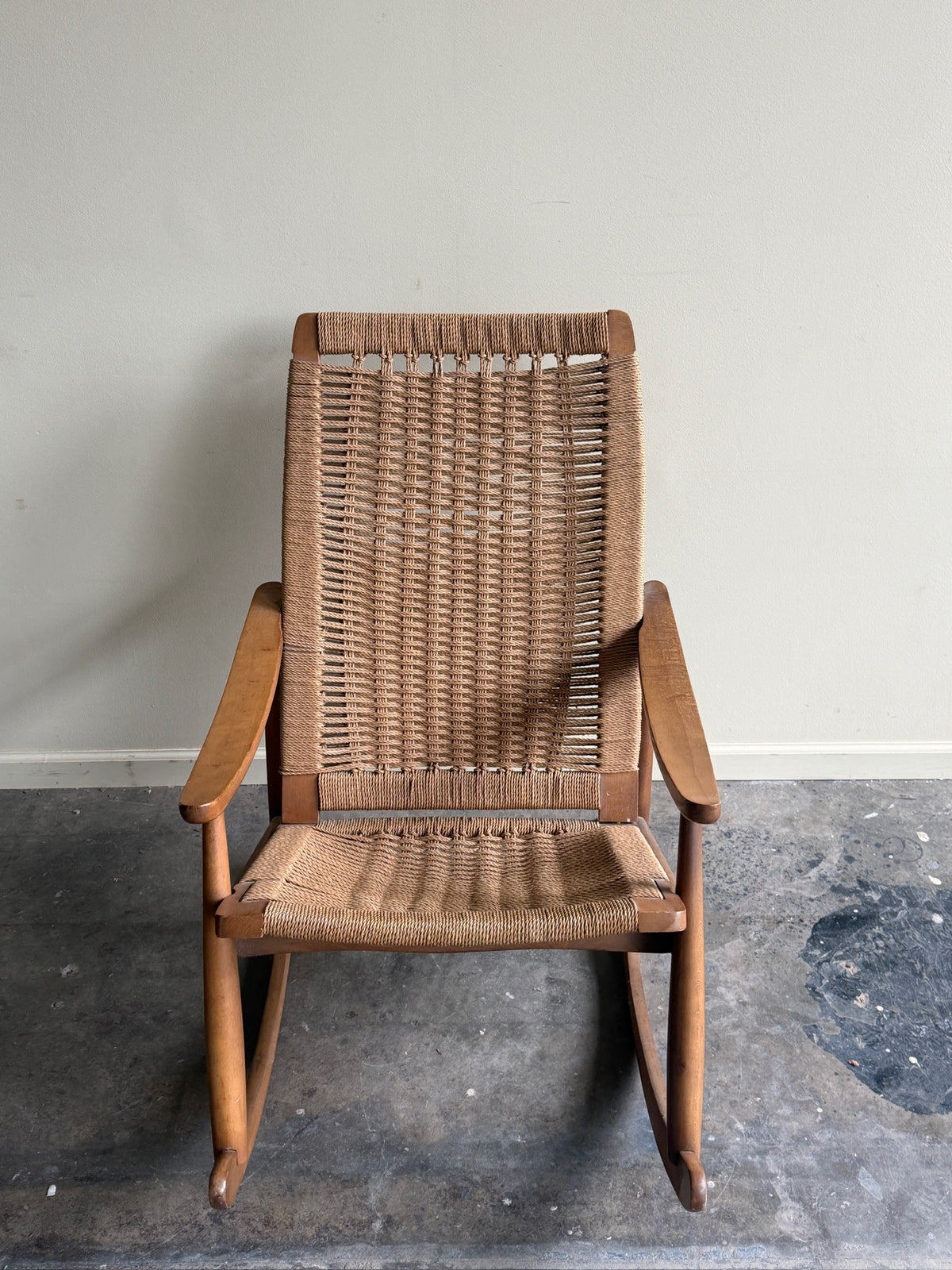 Maple twisted cord rocking chair