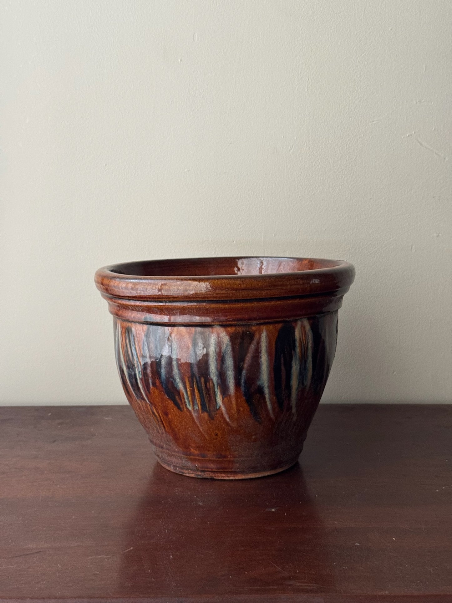 Glazed earthenware planter