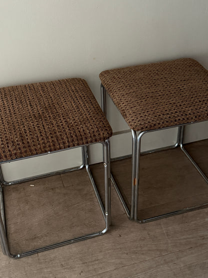 Pair of chrome stool. Sold as a pair.