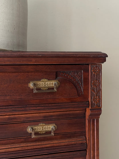 Side lock mixed wood dresser