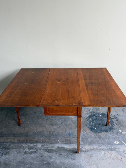Mid-Atlantic inlaid walnut drop leaf table