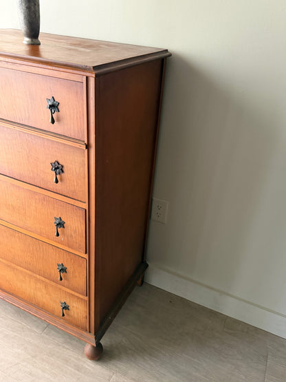 Tiger maple tallboy dresser