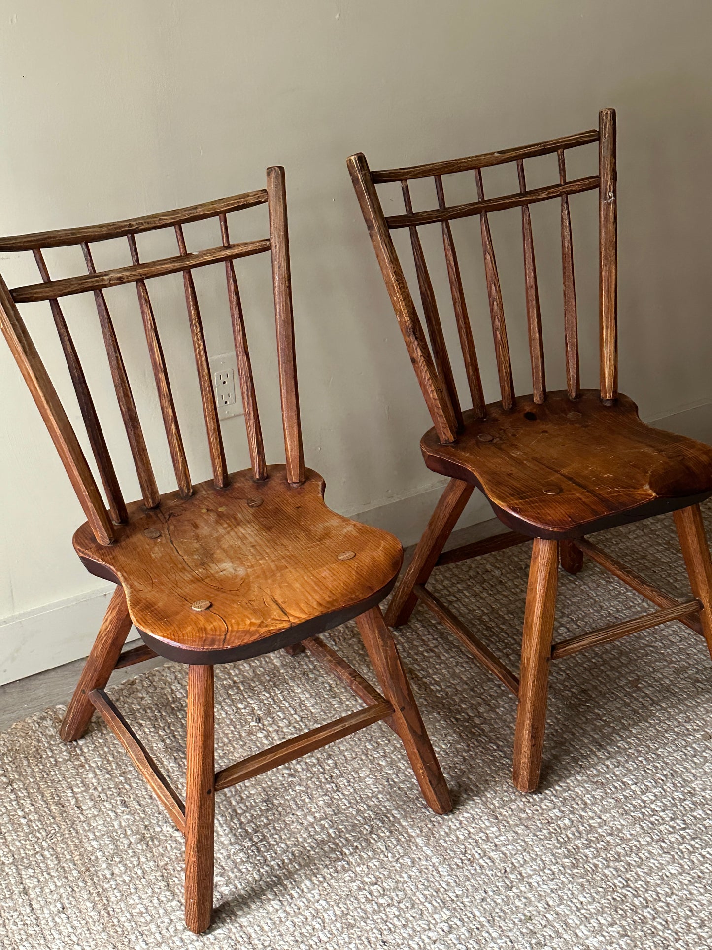 Pine dining chairs. Set of 2.