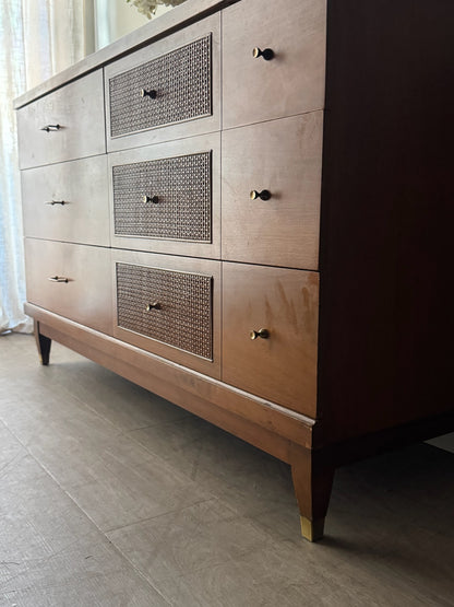 Walnut 6 drawer dresser