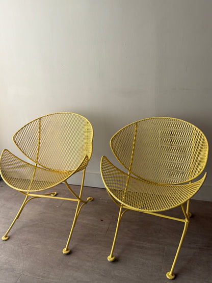 Pair of yellow Salterini orange slice chairs