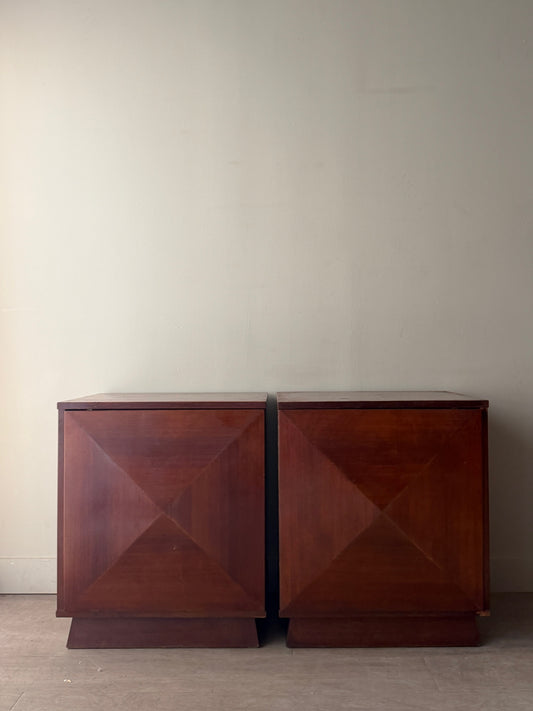 2 walnut diamond panel nightstands. Sold individually.