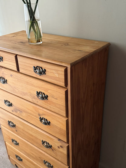 Pine tallboy dresser