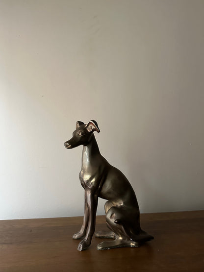 Hollywood Regency Bronze Whippet Sculpture