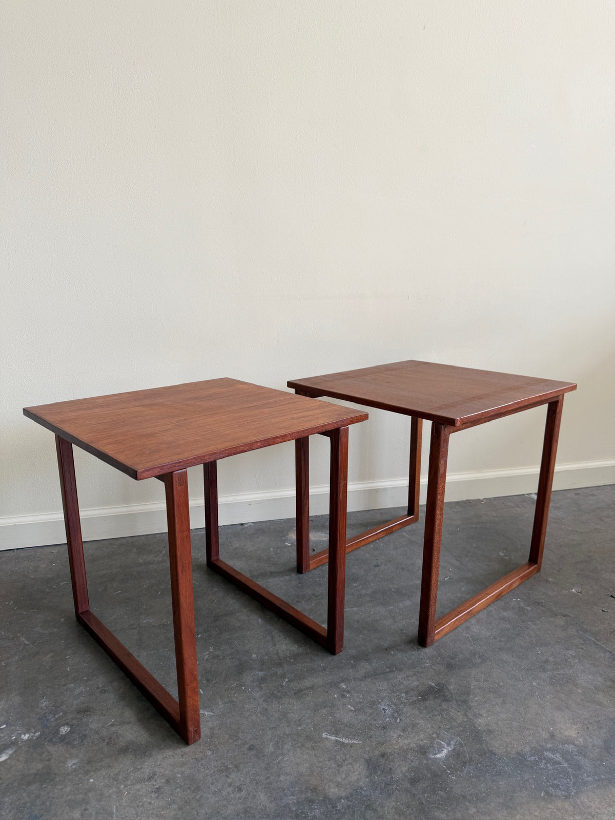 Walnut side tables. Sold individually.