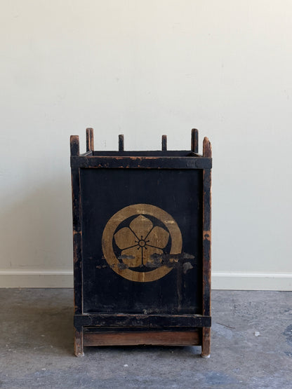 Painted floral storage bin