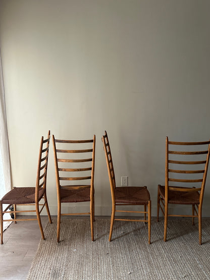 Woven ladder back chairs. Sets of 2.