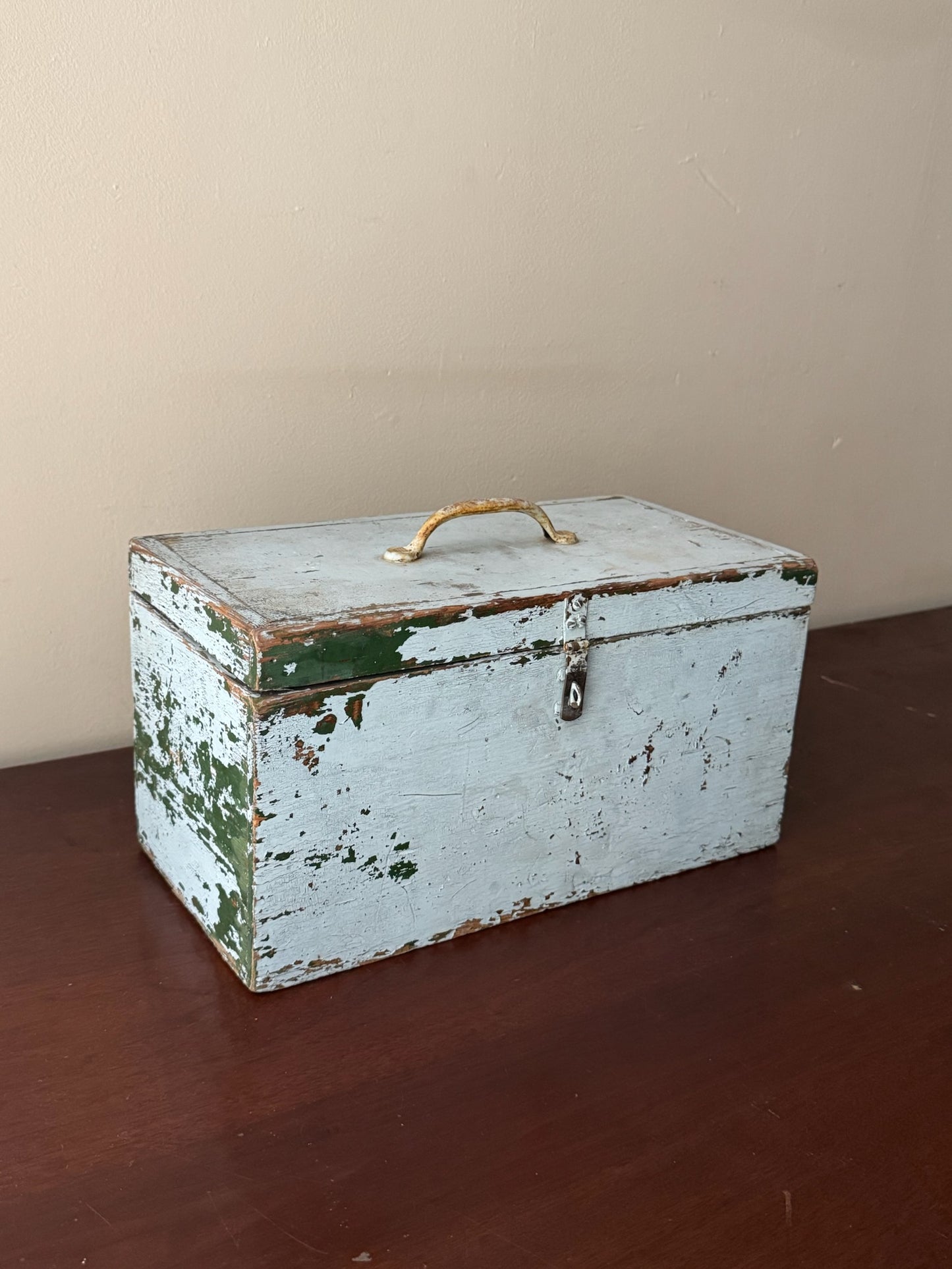 Blue painted pine toolbox
