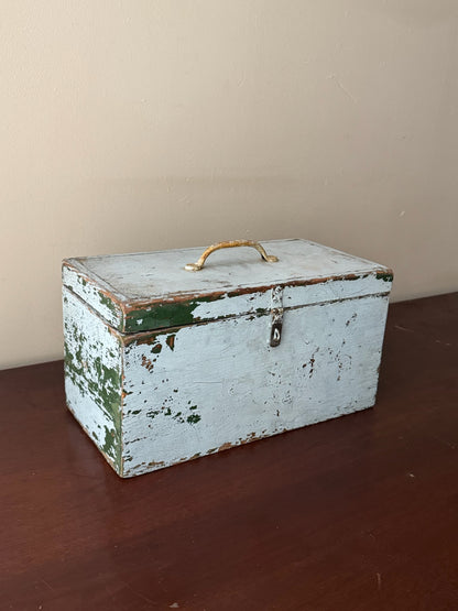 Blue painted pine toolbox