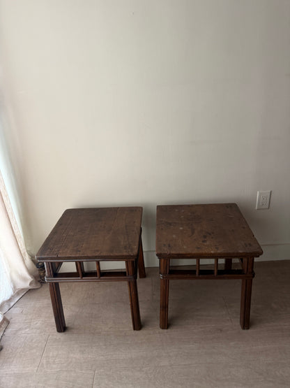 Pair of pine side tables. Sold as pair.