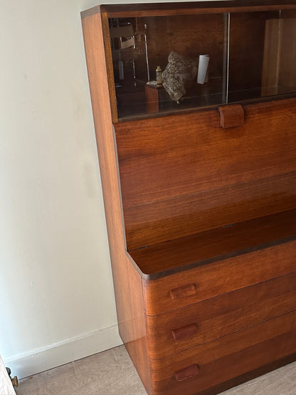 Walnut deco secretary hutch