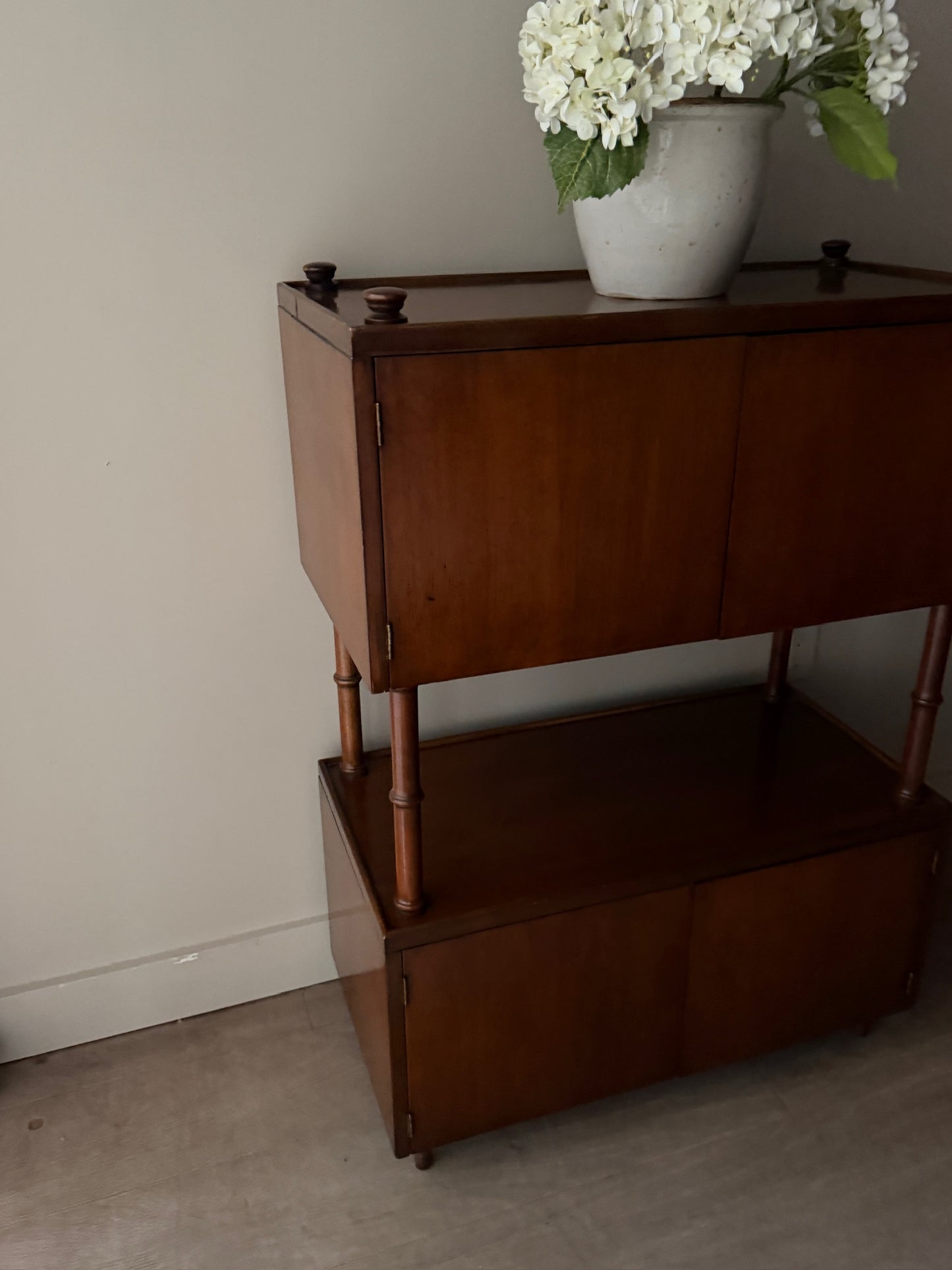 Two-tier walnut cabinet