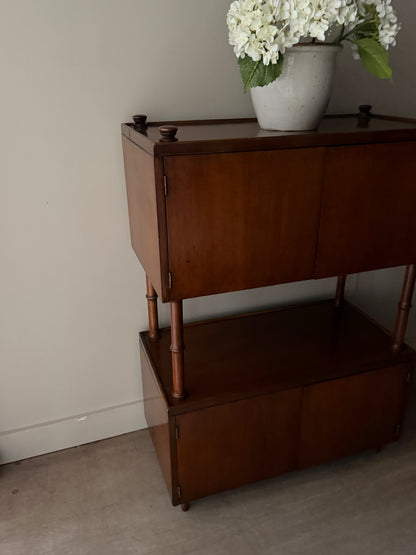 Two-tier walnut cabinet