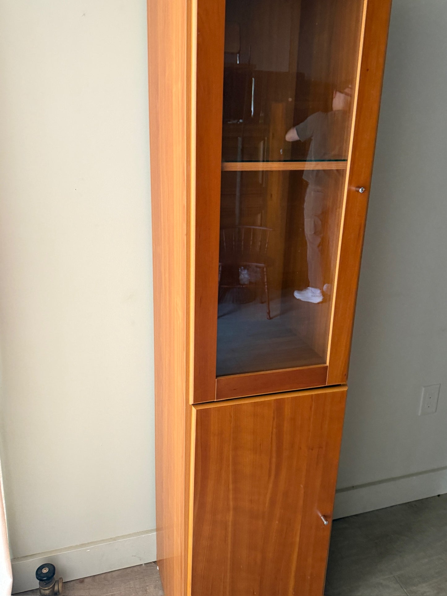 Narrow cherry display cabinet