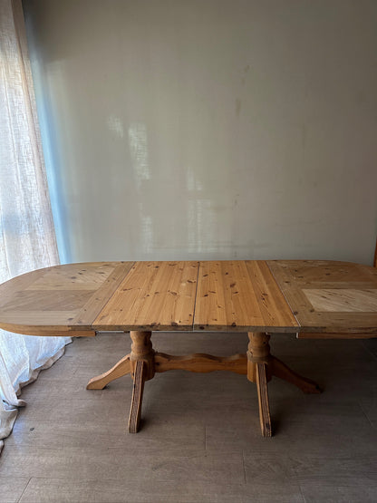 Swedish pine extending trestle dining table