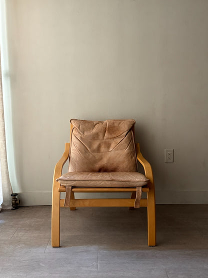 Stouby Danish leather bentwood lounge chair