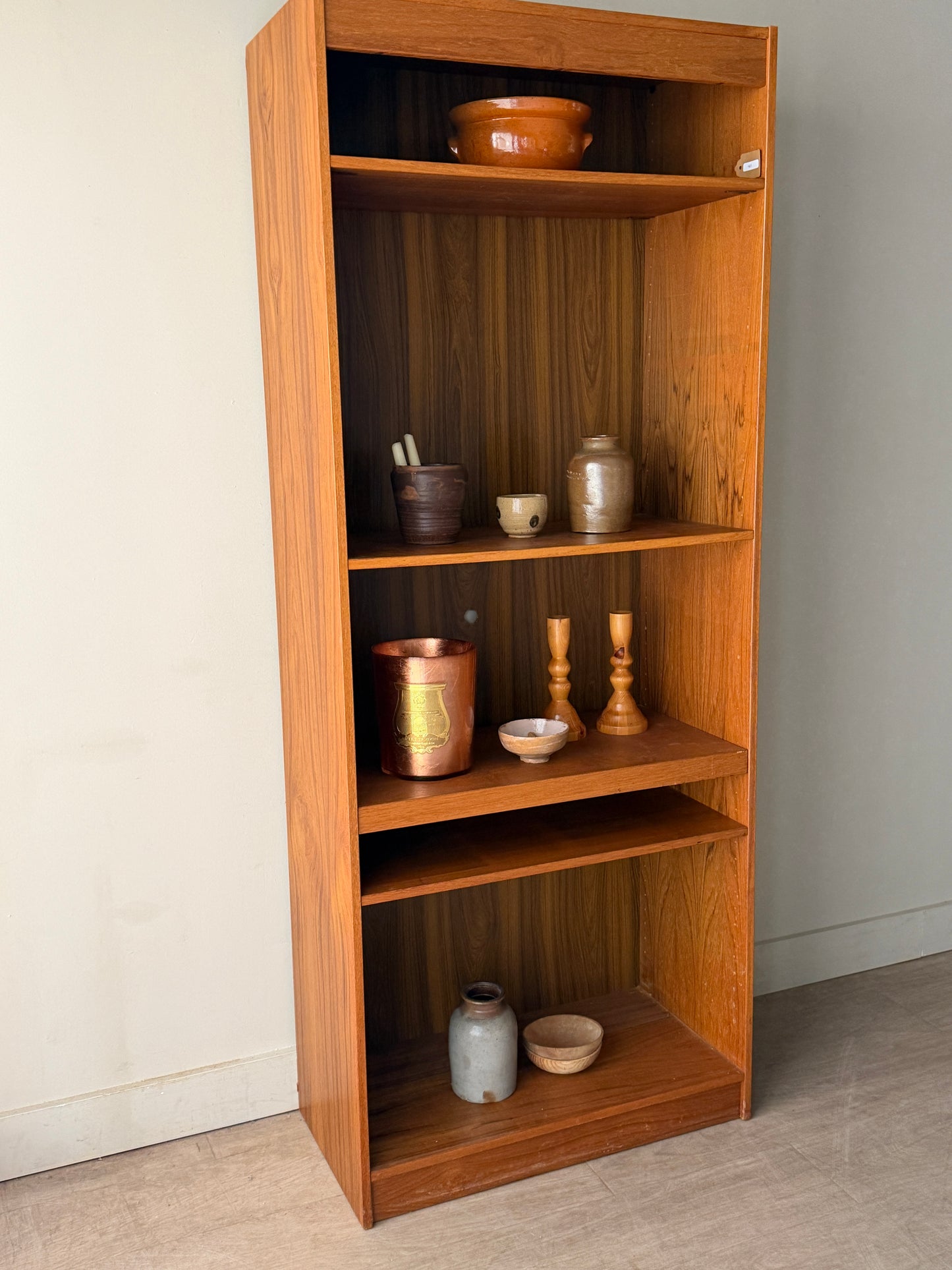 Danish Teak Bookcase with Retractable Shelf