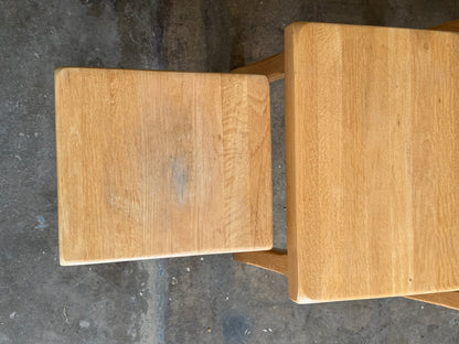 Dutch Brutalist oak nesting tables