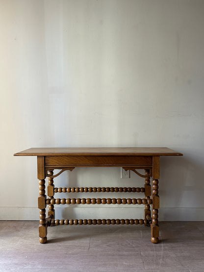 Oak bobbin leg console table