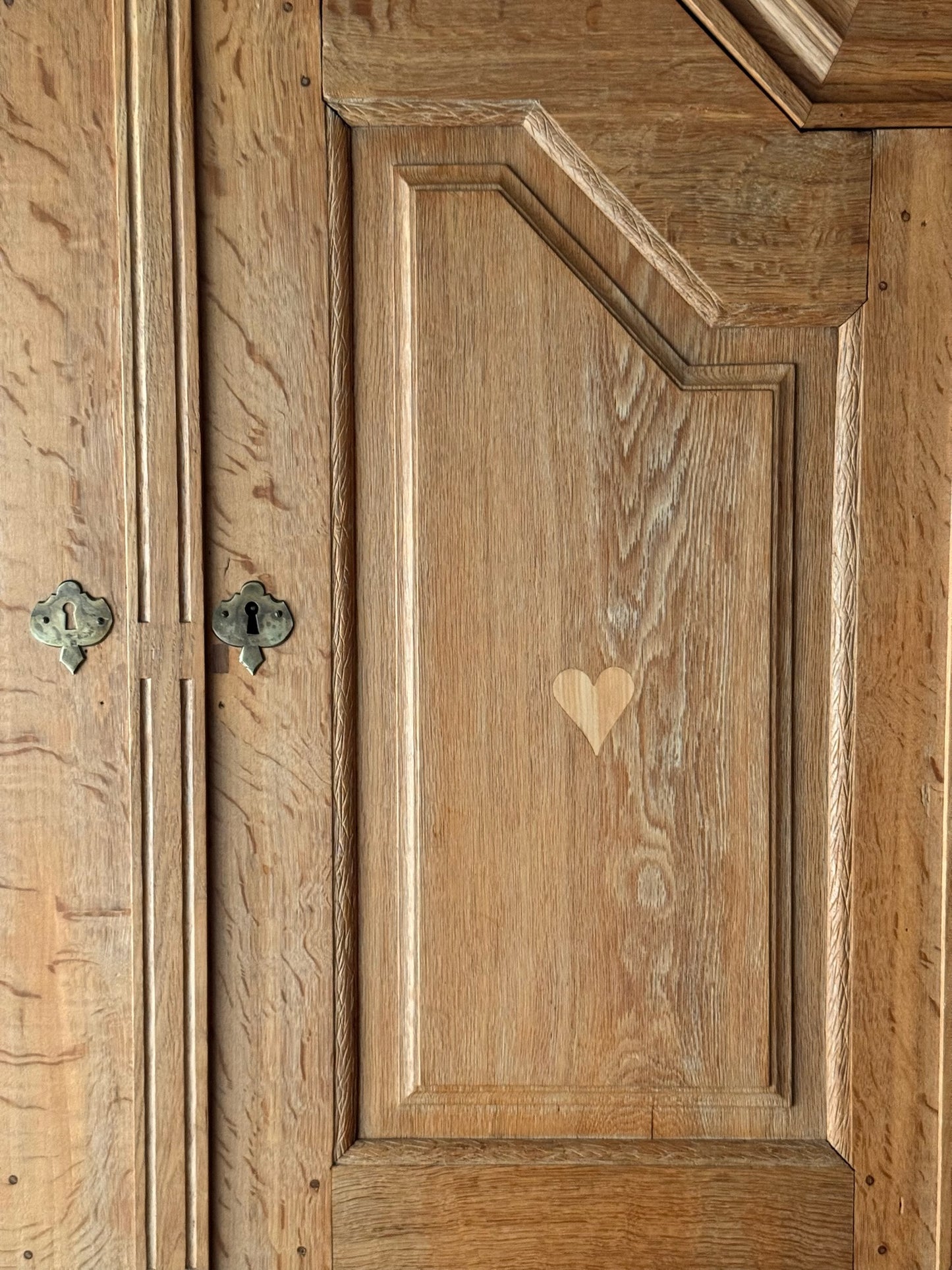 Danish inlaid oak secretary hutch