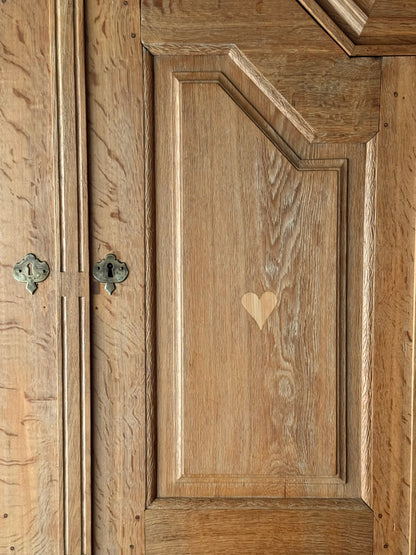 Danish inlaid oak secretary hutch
