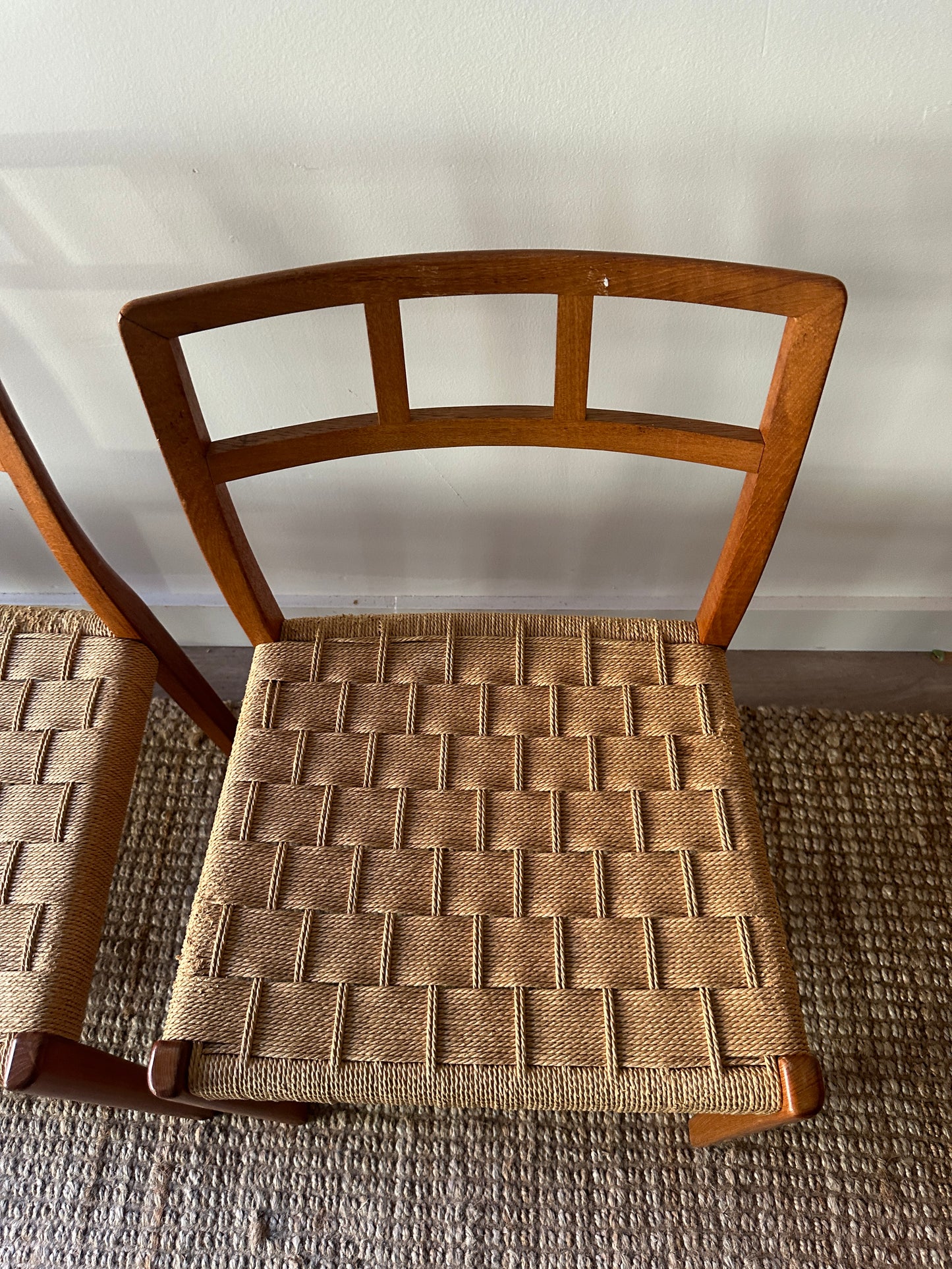 Danish teak dining chairs. Sold individually.