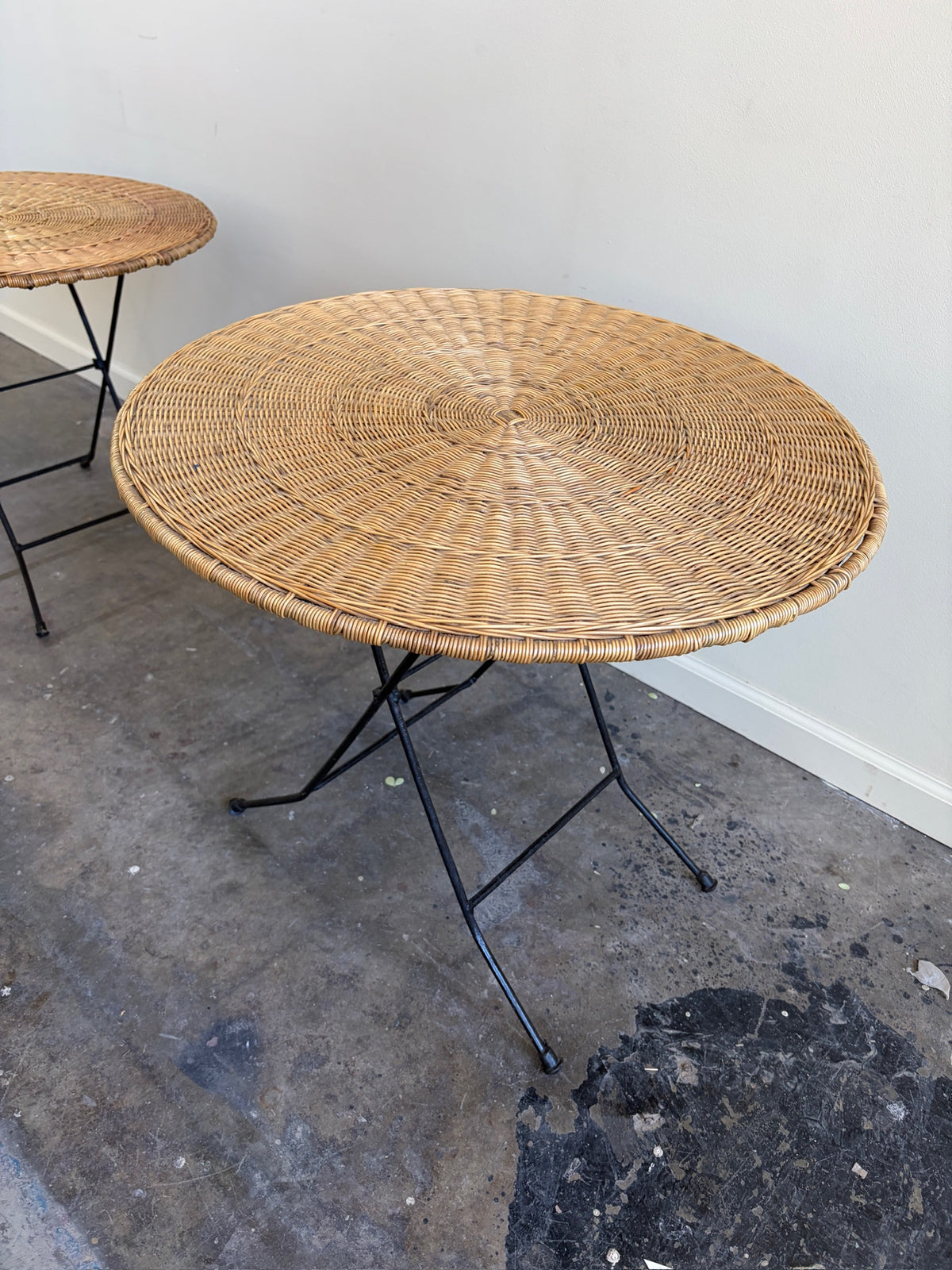 Wicker and Metal Folding Cocktail Table