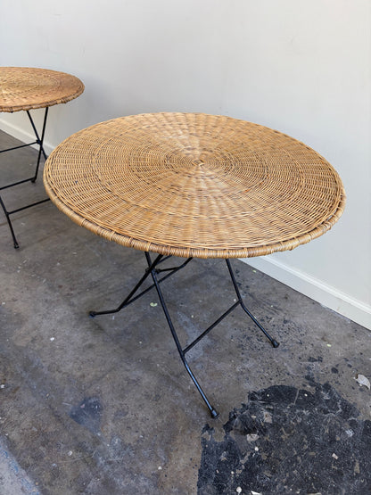 Wicker and Metal Folding Cocktail Table