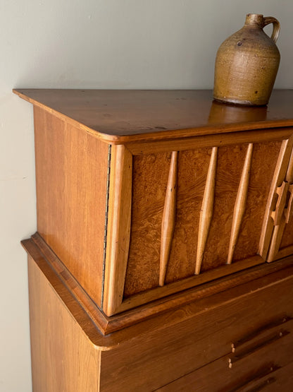 Walnut burlwood gentleman’s dresser