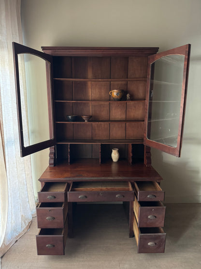 Victorian walnut two piece desk