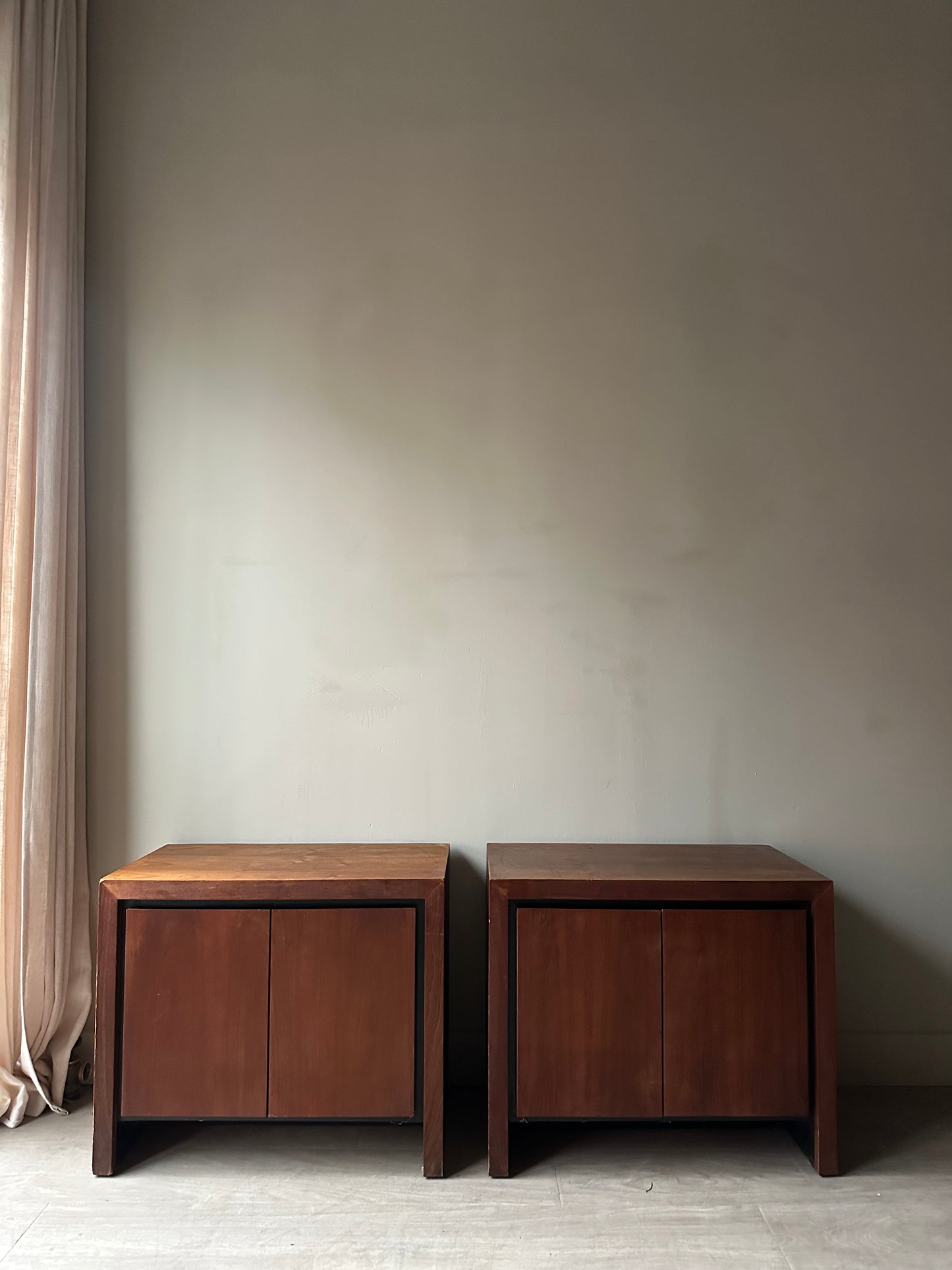 Pair of walnut side tables