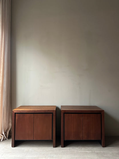 Pair of walnut side tables