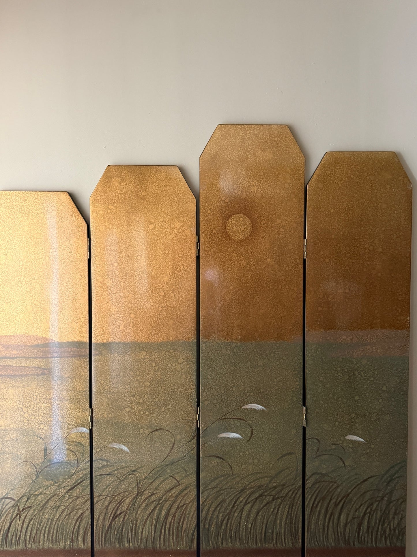 Japanese Byobu lacquered folding screen