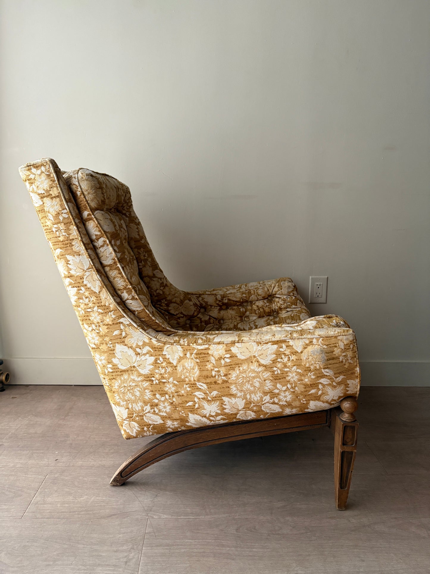 Floral upholstered directoire lounge chair