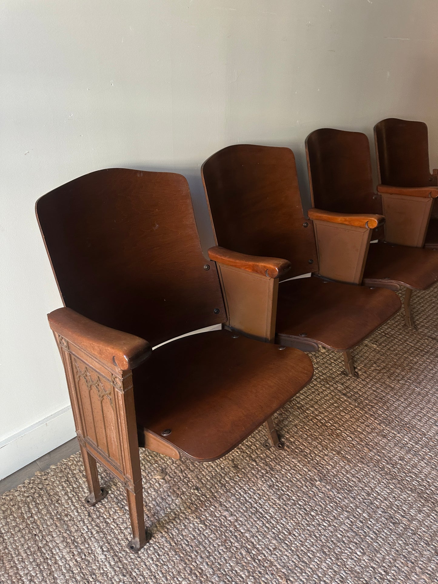 Four seat folding bench from The Strand theater in PA