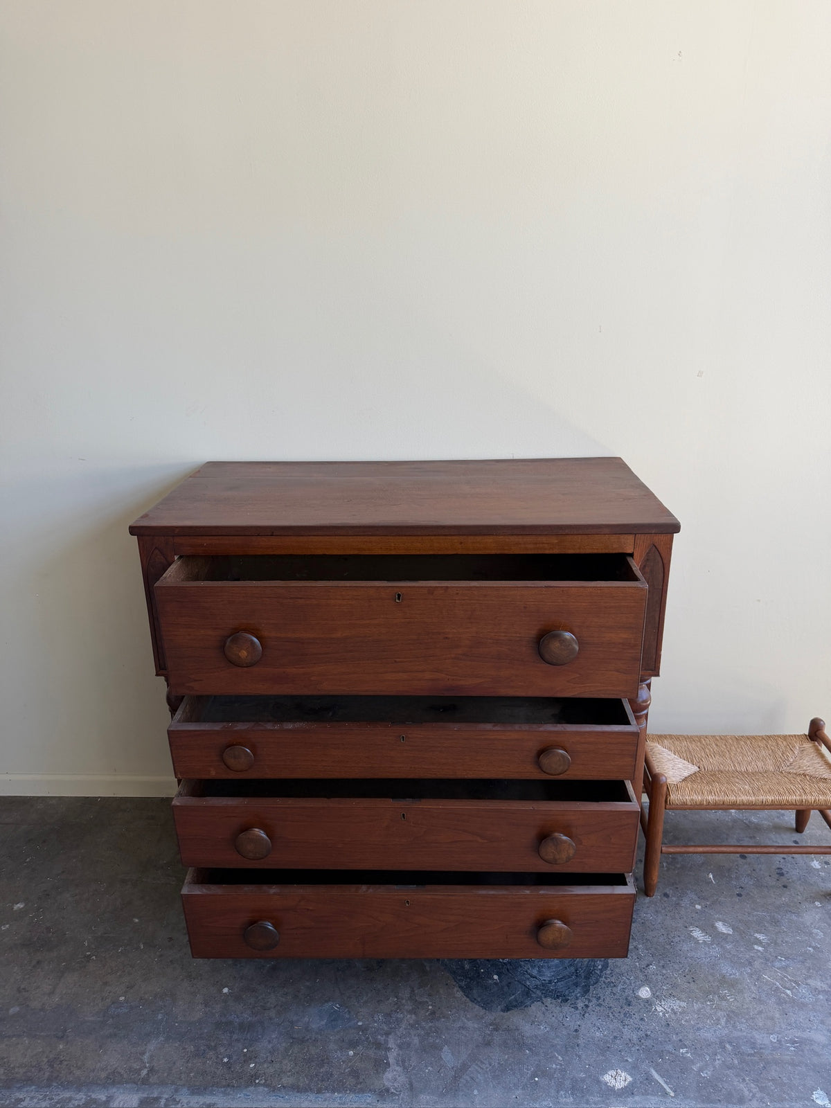 Empire walnut & mahogany dresser