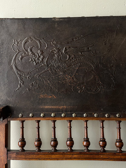Embossed leather bench