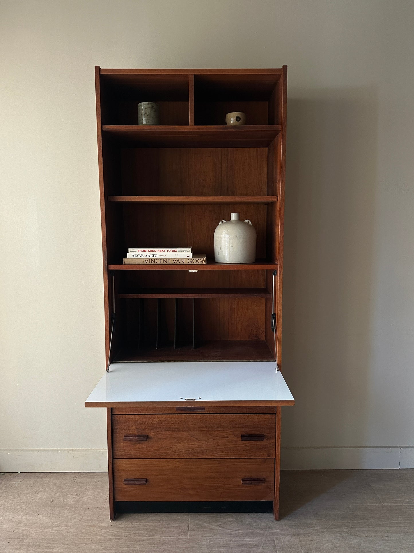 Walnut secretary shelf