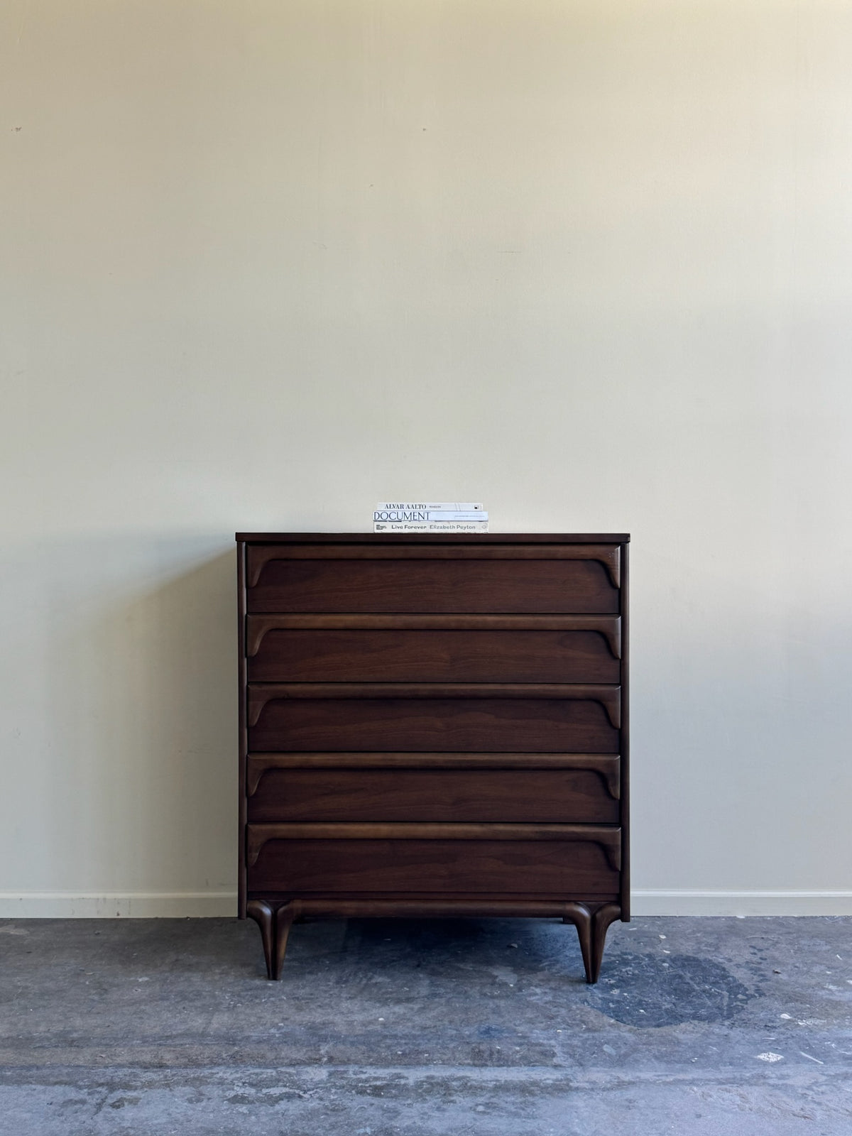 Bassett walnut tallboy dresser