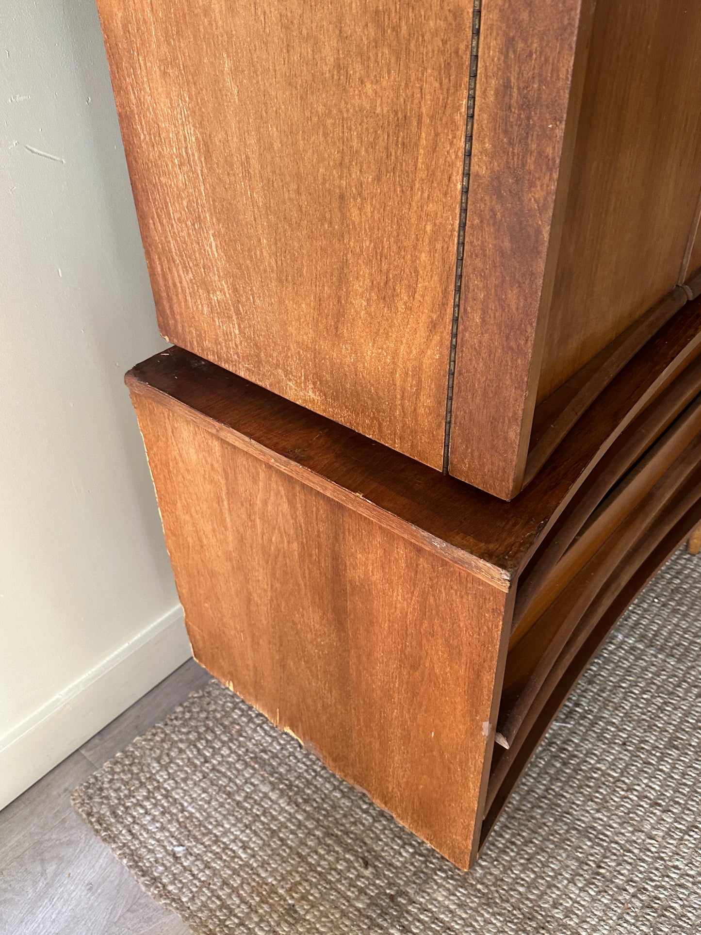 Walnut two piece tallboy. As is. Refinishing project.