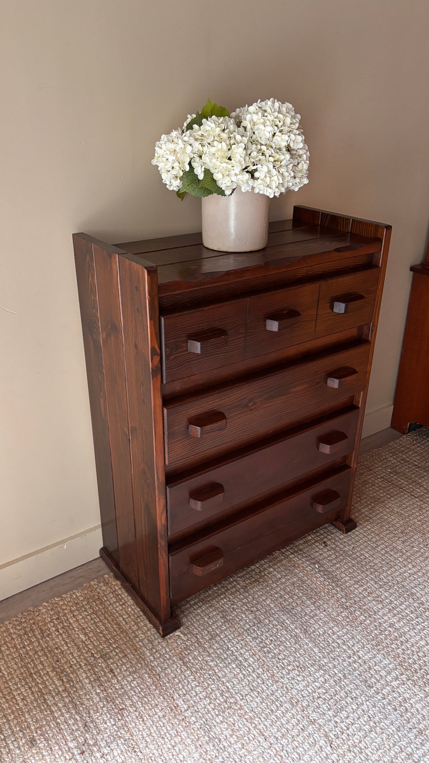 Pine tallboy dresser
