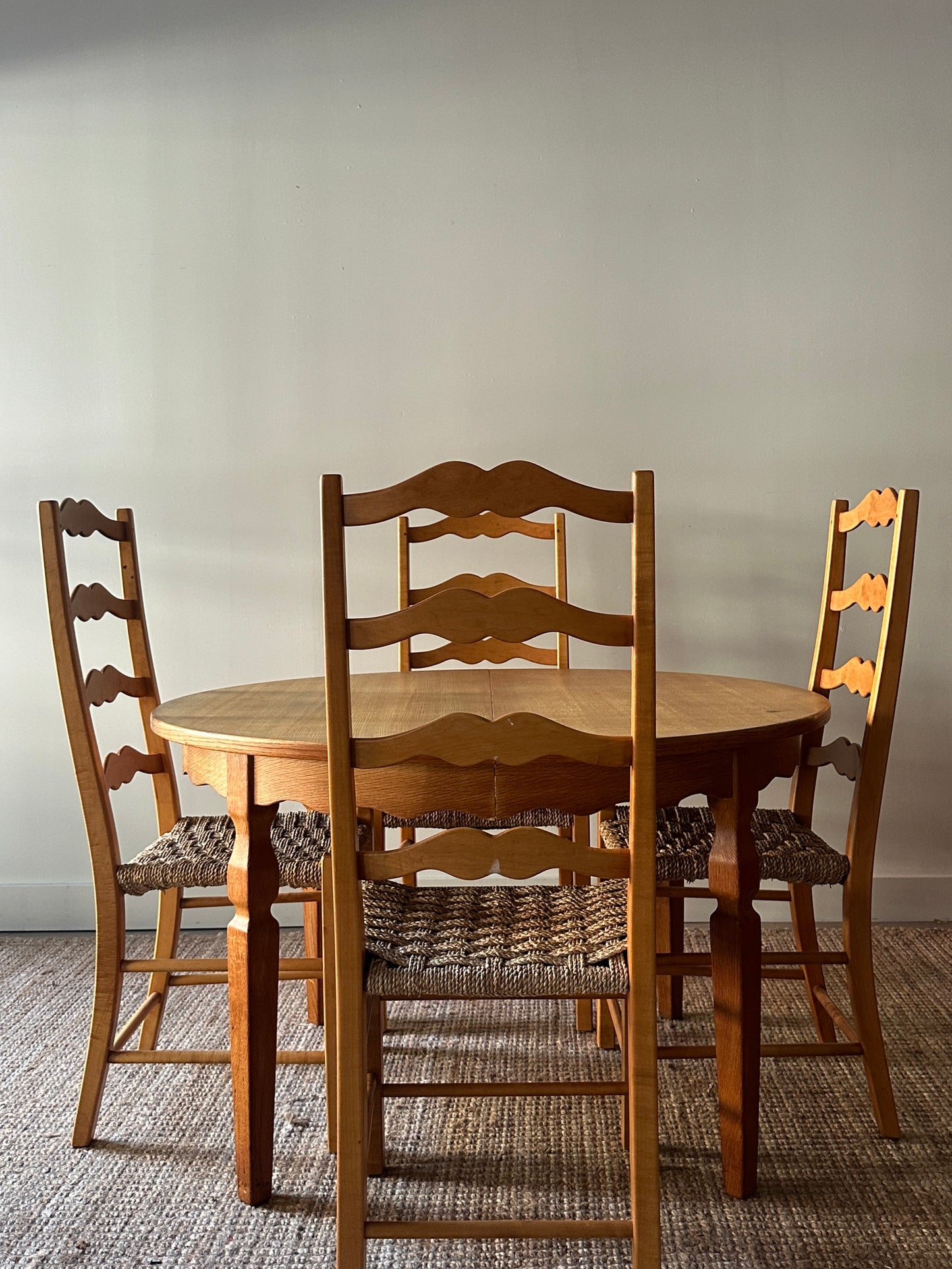 White oak dining table with leaf