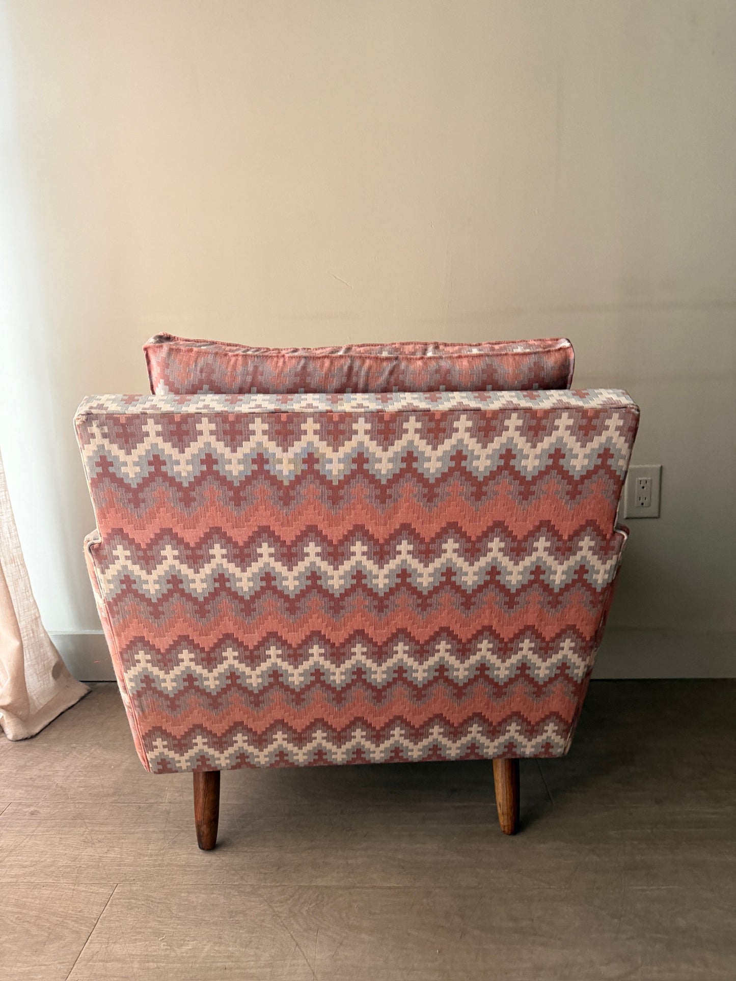 Danish pink patterned lounge chair