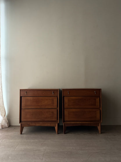 Walnut nightstands. Sold as a pair.